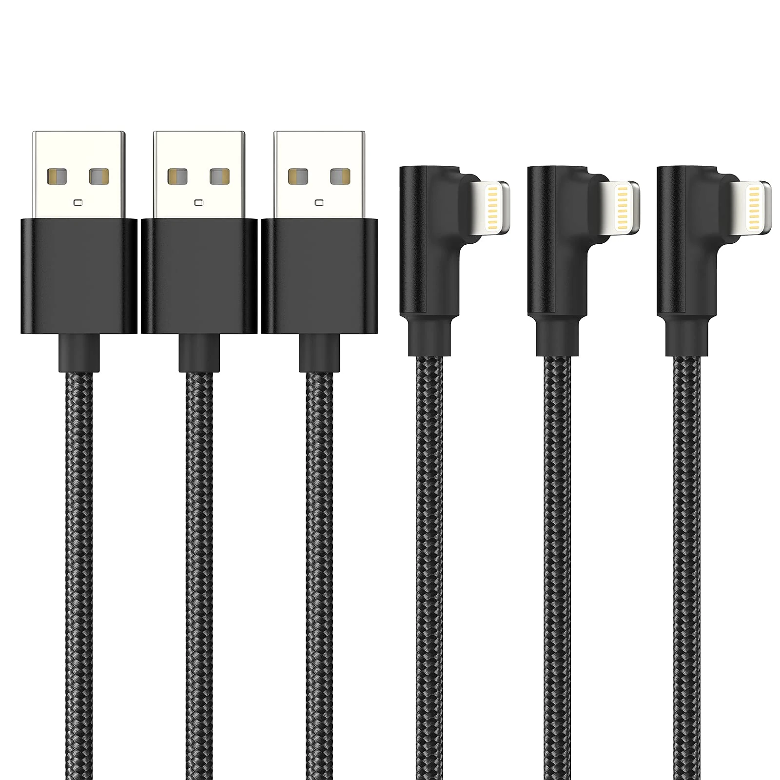 Short iPhone Cable 30cm 3Pack Right Angle, ADILIFT [MFi Certified]90 Degree Lightning to USB Cable 0.3m Nylon Braided Charger Lead Fast Charging Cable Compatible with iPhone 11 Pro Max Xs X XR 8 7 6 5