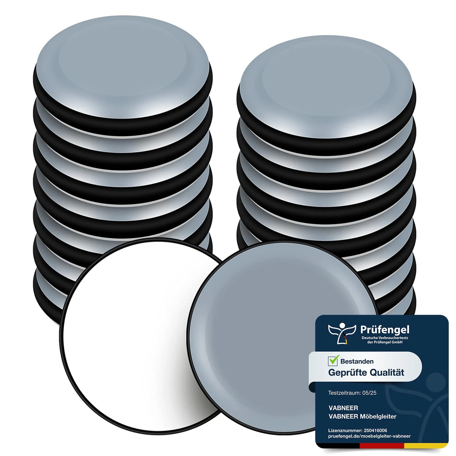 VABNEER Furniture Glides, 16 Pieces PTFE Teflon Round Self-Adhesive Furniture Sliders, Furniture Mover Pads for for Smooth Floors and Carpets (Round,19mm)