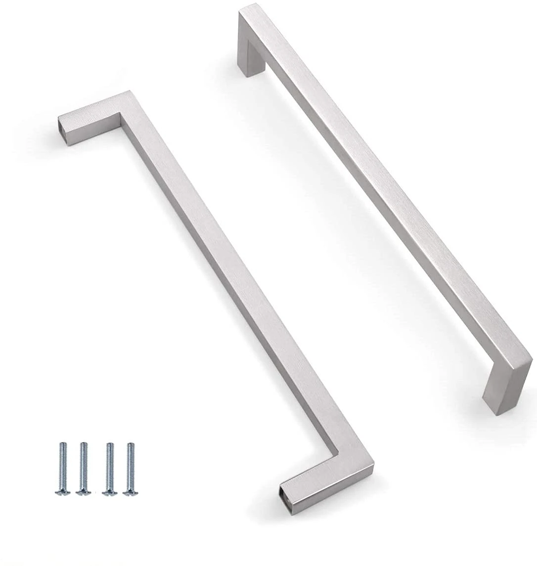 ANSIEDIO 2 Piece Stainless Steel Kitchen Cabinet Door Handles Cupboard Drawer Bedroom Furniture Handle Pull Distance 224 mm Silver with Screws