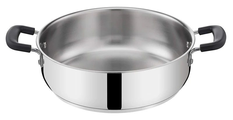 Lagostina Practical Saucepan Low 2 Handles for Induction, Grey, 24 cm, Steel 18/10