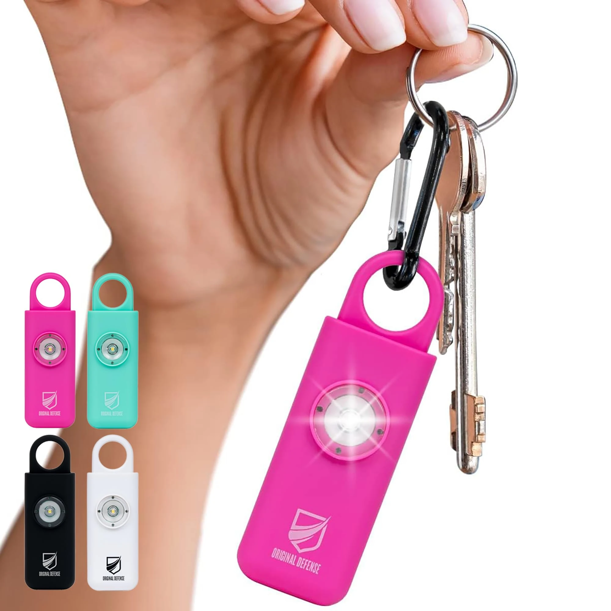 Original Defense® Siren Self-Defense Alarm (Magenta) - 130 dB Keychain Alarm with LED Strobe Light for Women, Children, and Elderly - Police Recommended