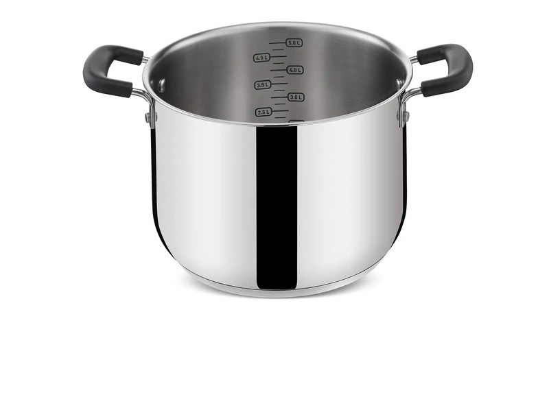 Lagostina Practical High 2 Handles Induction Pot, Grey, 22 cm, Steel 18/10