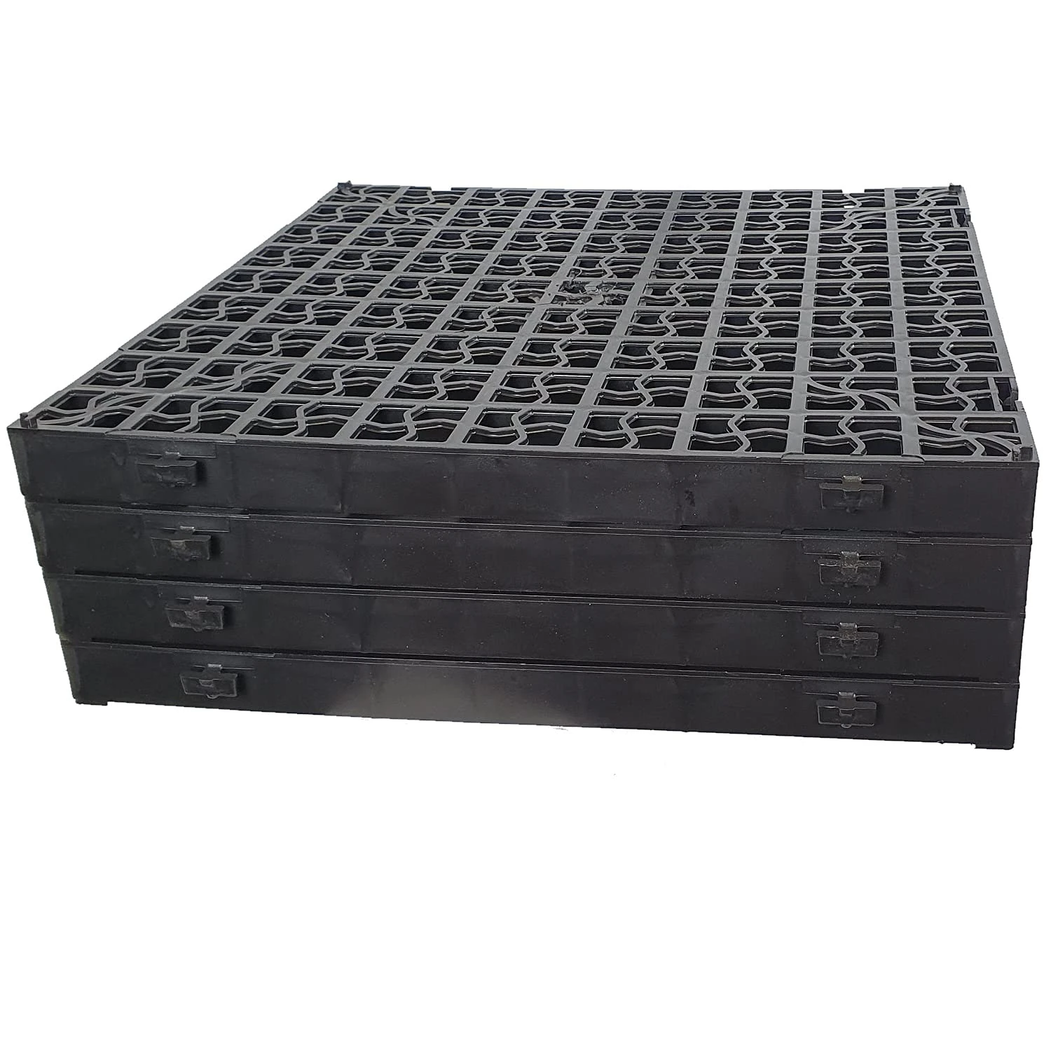 4 x Black Plastic Paving Driveway Grid Turf Grass Lawn Path Gravel Protector Drainage Mat (1 Square Meter)