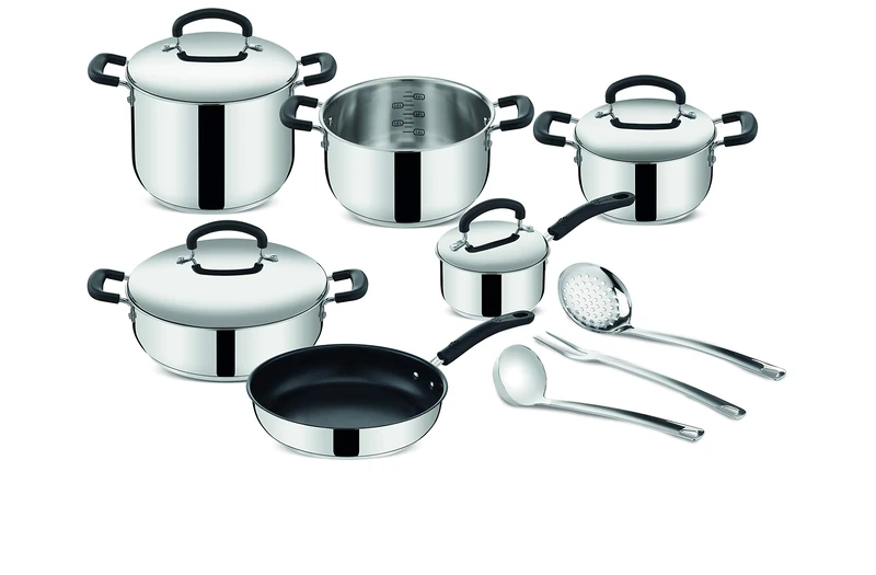 Lagostina Practical Induction Cookware Set, Grey, 13 Pieces, Steel 18/10