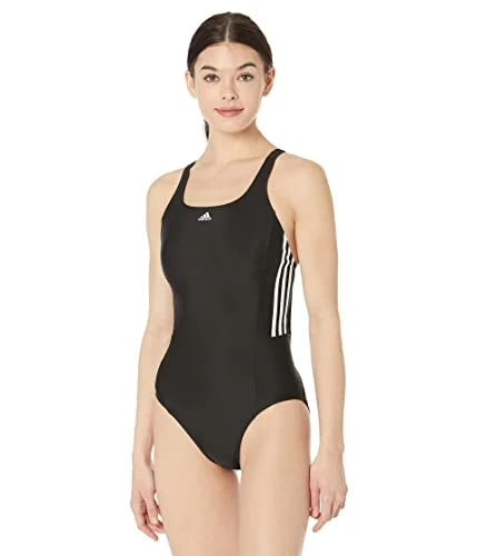 adidas Women's Standard Sh3.Ro Mid 3-Stripes Swimsuit, Black, 8