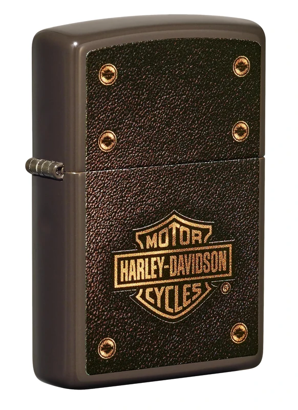 Zippo Windproof Lighter, Harley-Davidson Design – Brown, Colour Image – Refillable, Reusable, Windproof Design – Comes in Gift Box – Made in USA