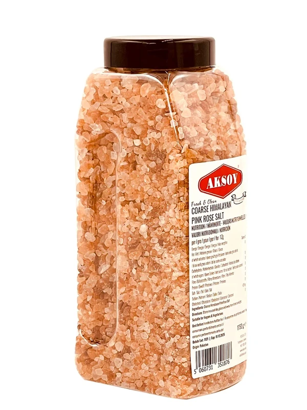 Aksoy Pink Himalayan Salt 1.15KG, Coarse Premium Quality, GMO Free, Supreme Quality Chemical Free, Vegan, Coarse All-Natural Salt, Triple-Washed in Spring Water