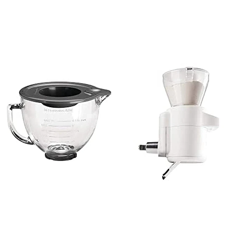 KitchenAid 5KSM5GB Stand Mixer Optional Accessory, Refreshed Glass, Trasparent with 5KSMSFTA Sifter and Scale Attachment for Stand Mixer