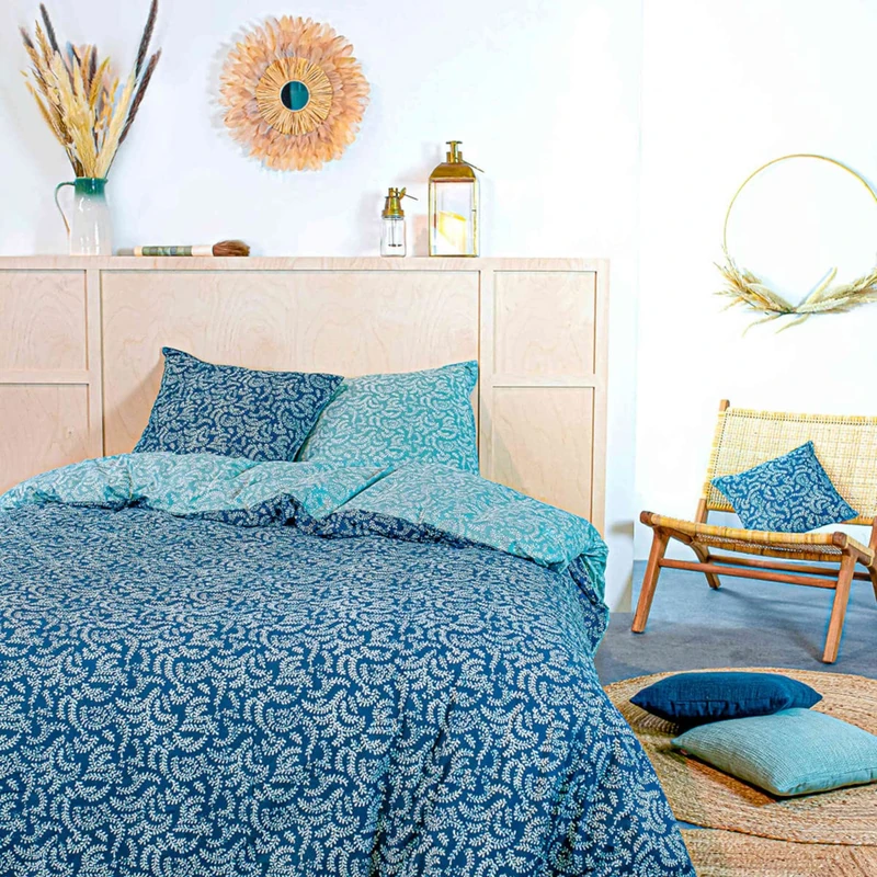 TODAY - Kanpur Kerala Printed Bohemian Green Bedding Set, 240 x 220 cm, Cotton – Green – Ethnic – 57 Threads/cm² - Image 1
