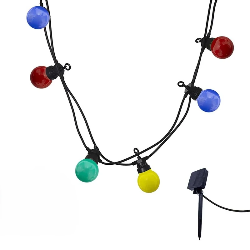 LUMI JARDIN Solar String Lights with 10 Globes Multi-Coloured LED Party Guinguette Solar 5.7 m 8 Modes
