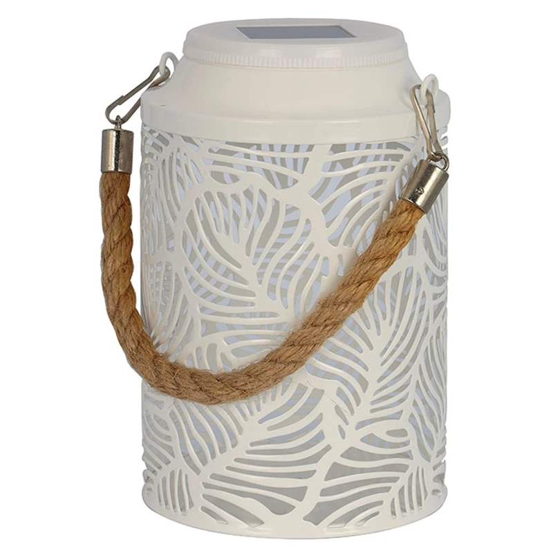 Mini Rainbow Solar Lantern White Metal Handle Rope Effect Rainbow LED Warm White 17.5 cm