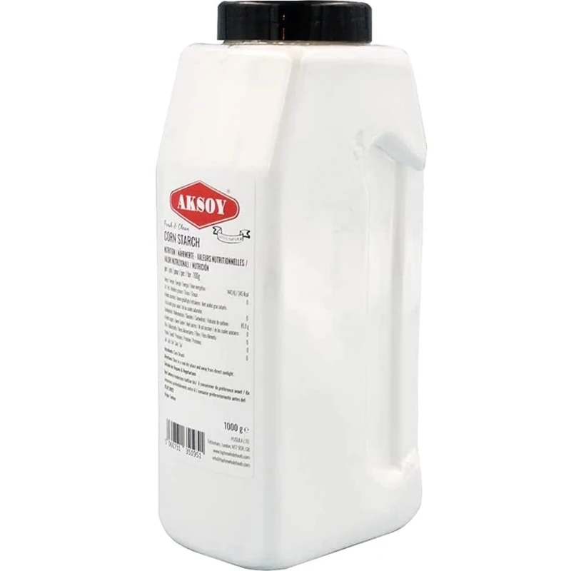 AKSOY 100% Pure Corn Starch | 1 KG Airtight Container | All Natural Thickener for Soups, Stews, Gravy, Baking Pies, Puddings & Cakes | Non-GMO, Vegan, Food-Grade