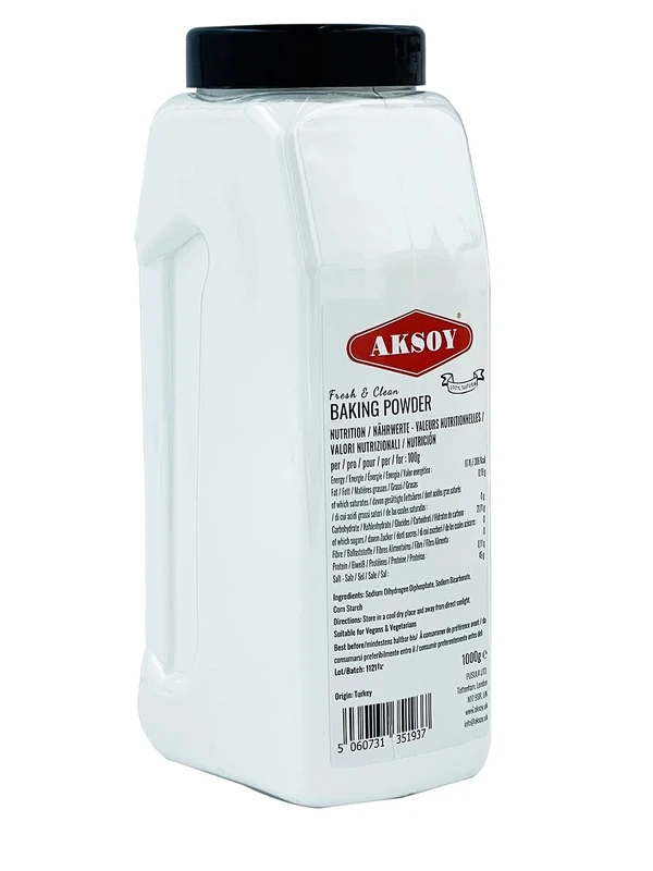 Aksoy Double Acting Baking Powder 1KG | All-Purpose Leavening Agent for Cooking and Baked Goods, Desserts, Breads, & Cake | Vegan | Airtight Bulk Container