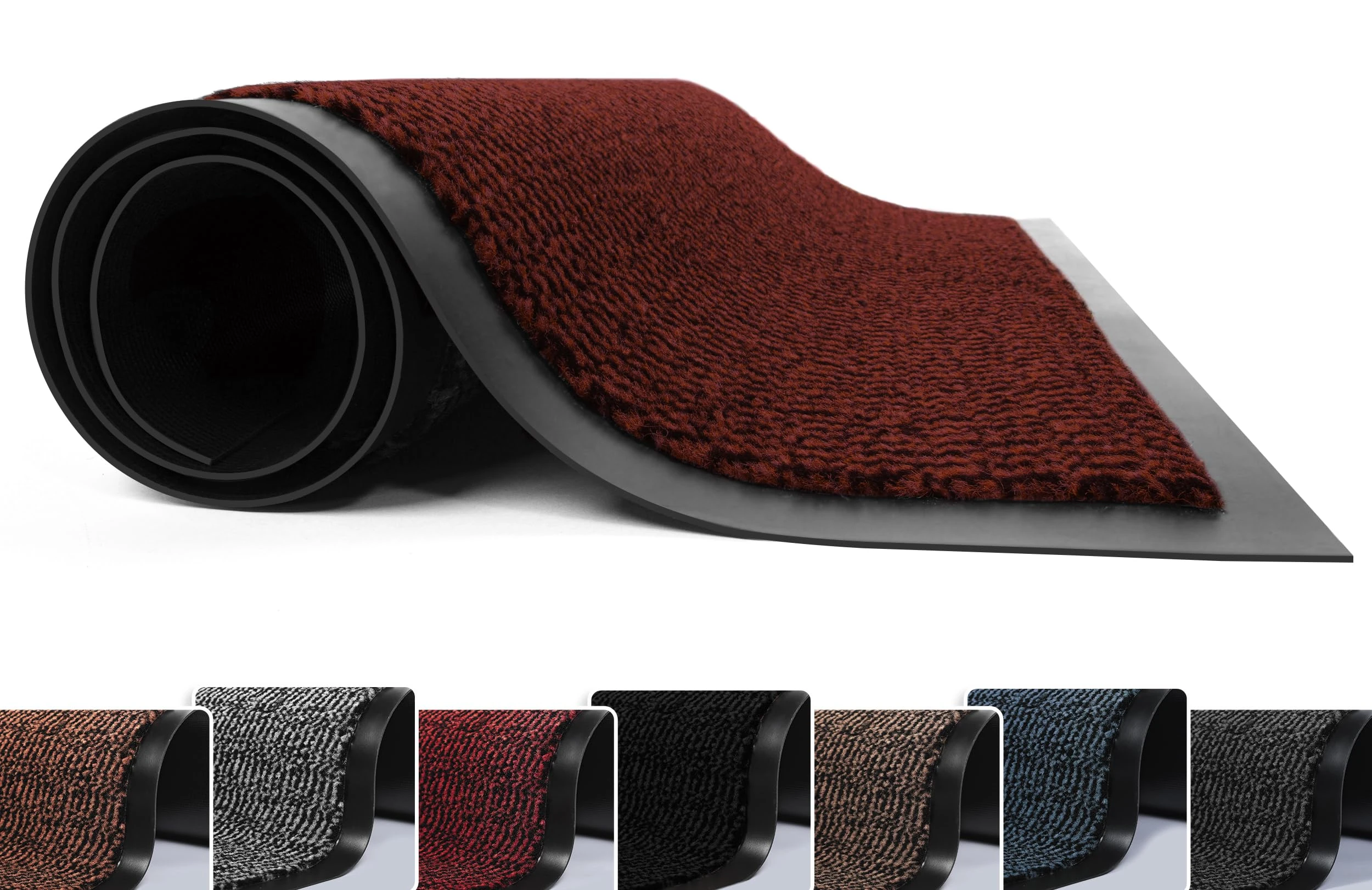 FB FunkyBuys Washable Door Mats - Heavy Duty, Non-Slippery & Stylish Floor Mat - Door mat indoor Large Rubber Indoor & Outdoor Doormats for Perfect Dust Grabbing (Red-waved, 50 x 80 CM)