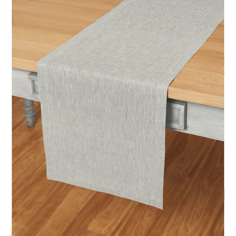 Solino Home 100% Pure Linen Table Runner Oyster Grey, Athena 14 x 144 in