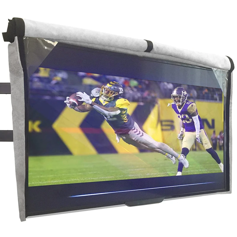 Outdoor TV Cover 70-75 inch - WITH FRONT FLAP - Weatherproof, Waterproof protection, Soft Interior, With Bottom cover - Gray