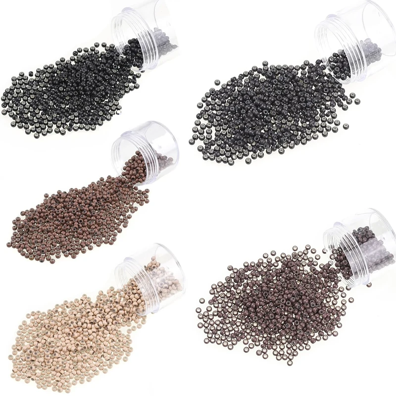 Kullke Hair Extension Beads Micro Rings Nano Rings Silicone Lined (1000PCS, #1 Black)