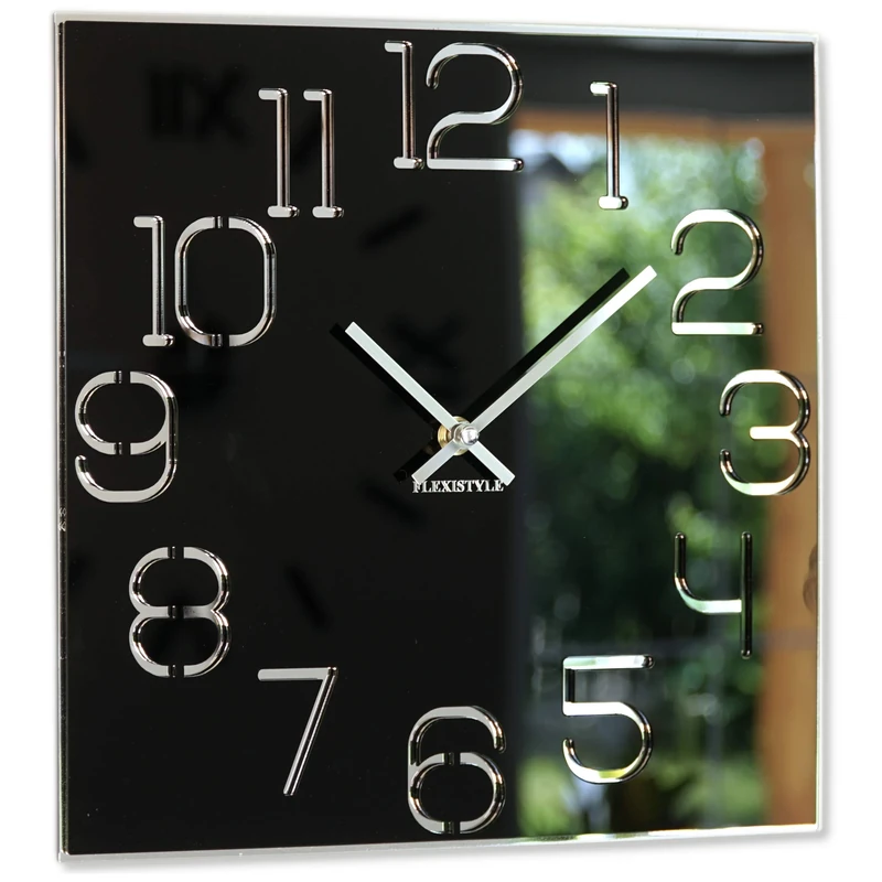 FLEXISTYLE Wall Clock, Acrylic, Black, 30 cm
