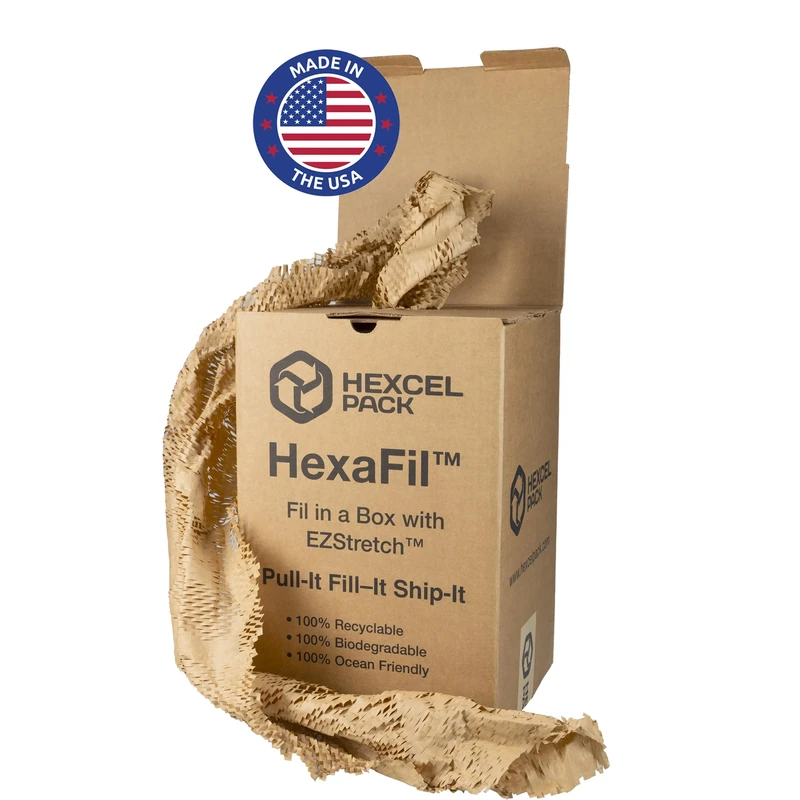 IDL Packaging HexaFil Damping Paper Kraft Paper 38.1 cm x 470 cm in Self Dispenser Box - Environmentally Friendly Honeycomb Alternative to Bubble Plastic - Innovative Packing Paper for Cavity Filling