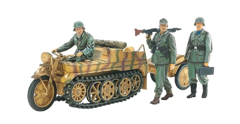 TAMIYA 35377-000 Military 35377 1:35 German Sd.Kfz.2 Kettenkrad (with Product) Faithful Replica, Model Building, Plastic Kit, Crafts, Hobby, Model Kit, Assembly, Unpainted