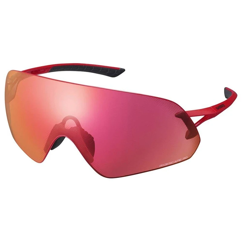 Shimano Clothing Aerolite Panoramic Glasses, Metallic Red, RideScape Road Lens