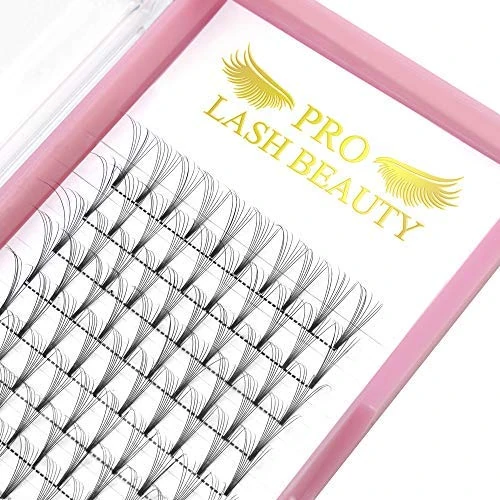PRO LASHBEAUTY Pre Made Fan Eyelash Extensions 6D-D-0.10-9mm Short Stem Premade Fans Eyelash Extension Pre Fanned Russian Volume Lashes 0.07 0.10 Lash Extensions (6D-D-0.10-9)