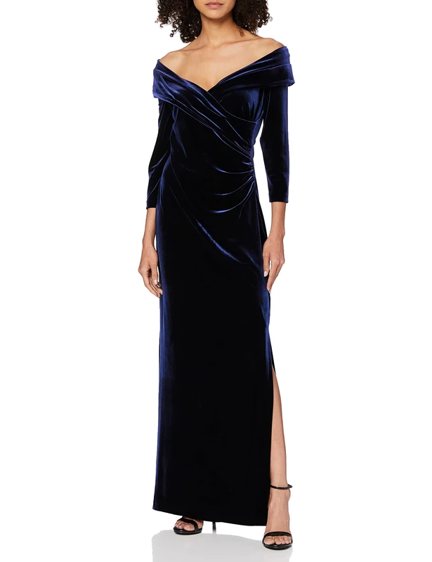 Gina Bacconi Velvet Maxi Dress - Navy Cocktail Dress, Size 10