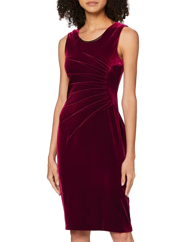 Gina Bacconi Women's Velvet Dress Cocktail, Wine, 20