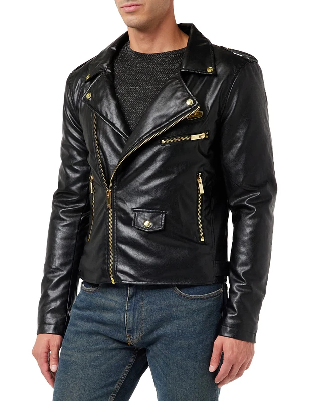 Gianni Kavanagh Men's Black Opulence Biker Jacket Coat, M - Image 1
