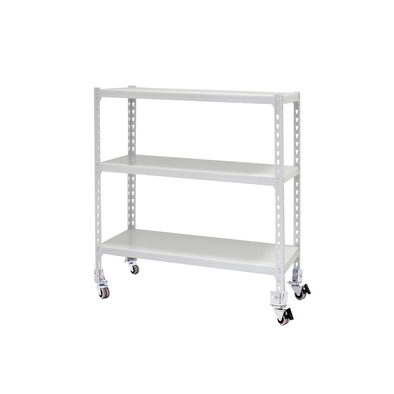 Simon Rack Garage Shelving Units with Wheels 975x800x300 mm, 3 Tier Steel Rack, 75 kg per Shelf, White - Simonclick