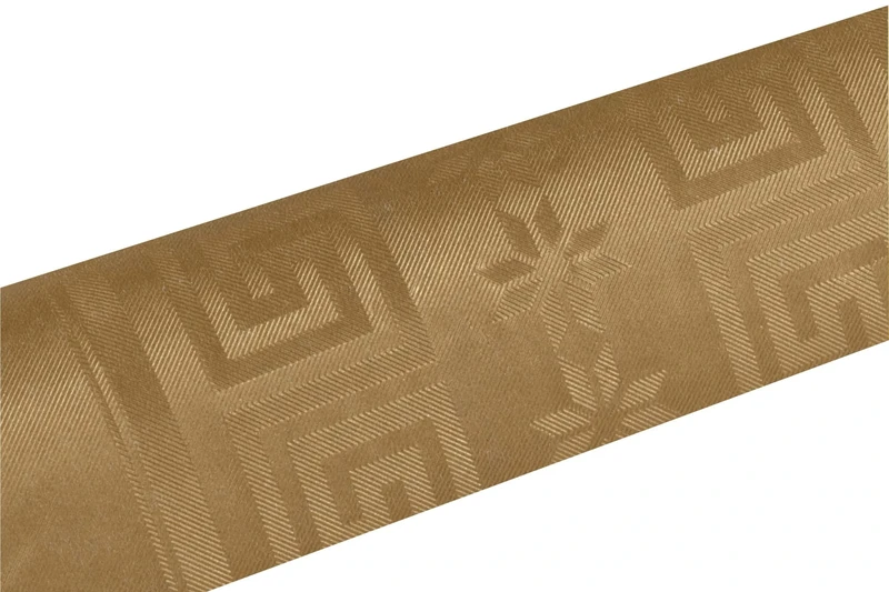 Damask paper disposable tablecloth in roll 6 M long X 1.18 M wide - Damask paper with a chic and classic universal pattern - Box of 12 rolls - gold