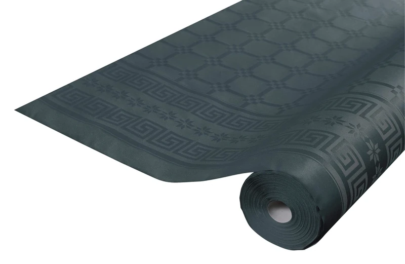 Damask paper disposable tablecloth in roll 6 M long X 1.18 M wide - Damask paper with a chic and classic universal pattern - Box of 12 rolls - Anthracite (bright)