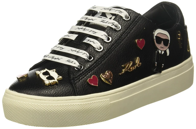Karl Lagerfeld Paris Women's Cate Pins Lace Up Platform Sneaker, Black, 11 - Image 1