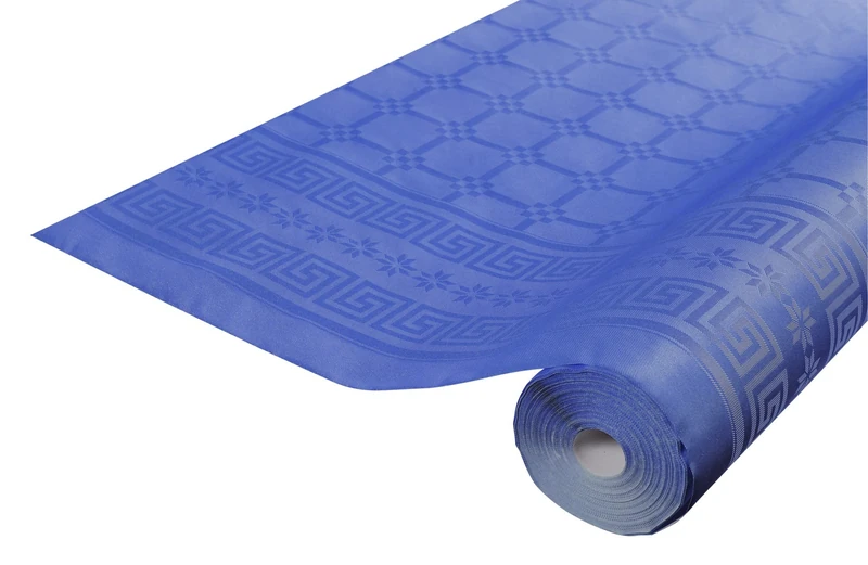 Disposable tablecloth damask paper in roll 6 M long X 1.18 M wide - Damask paper with a chic and classic universal pattern - Box of 12 rolls - Navy blue - Image 1