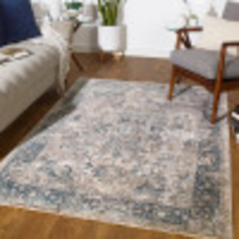 Livabliss Anabel Traditional Vintage Rug 152x225 cm – Area Rug for Living Room, Dining & Bedroom – Medium Pile, Cotton Back, Easy Care Indoor Use, Teal, Grey, Beige