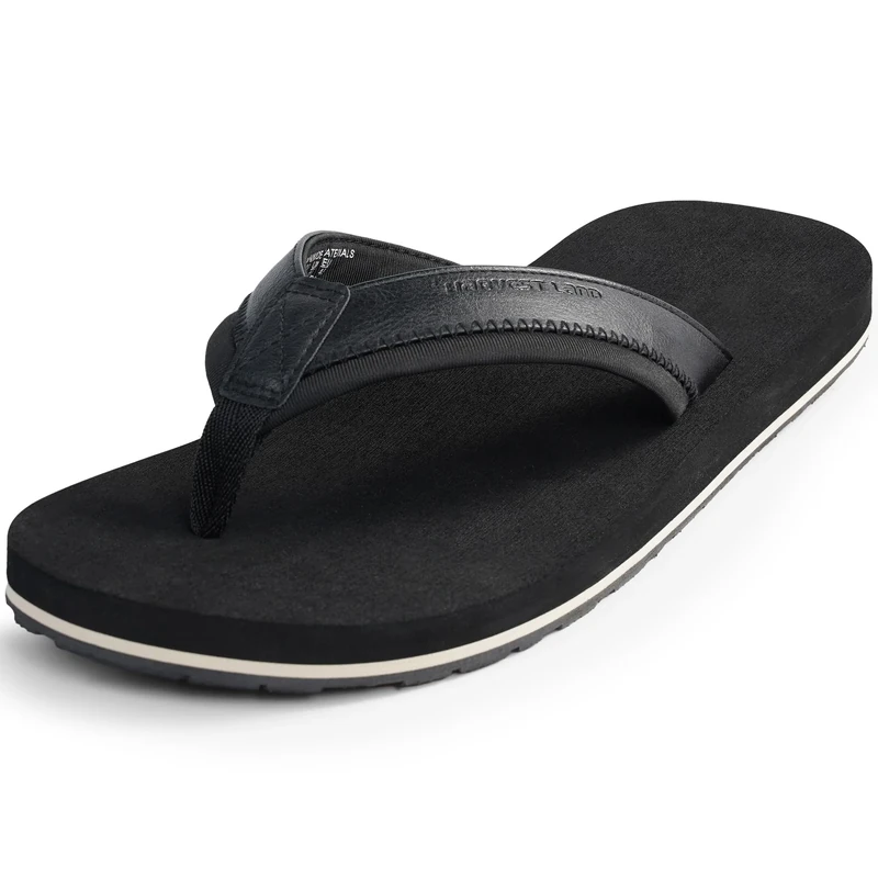 Harvest Land Men's Flip Flops - Arch Support Sandals, Black, UK6
