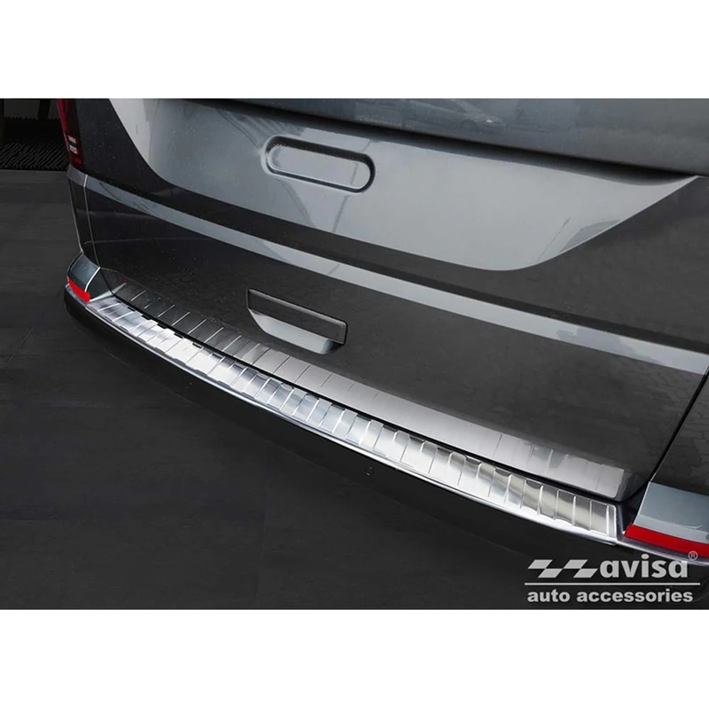 Avisa Stainless Steel Rear bumper protector compatible with Volkswagen Caravelle T6 2015- & FL 2019- (with rear hatch) 'Ribs'