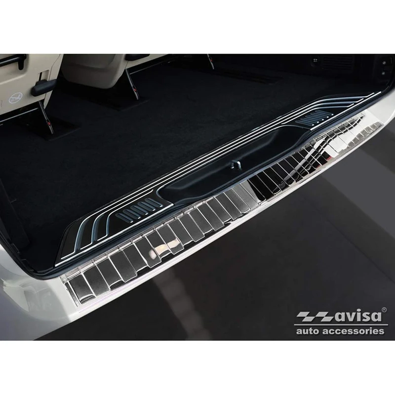Avisa Chrome Stainless Steel Rear bumper protector compatible with Mercedes Vito / V-Class 2014-2019 & Facelift 2019- 'Ribs' 'XL'