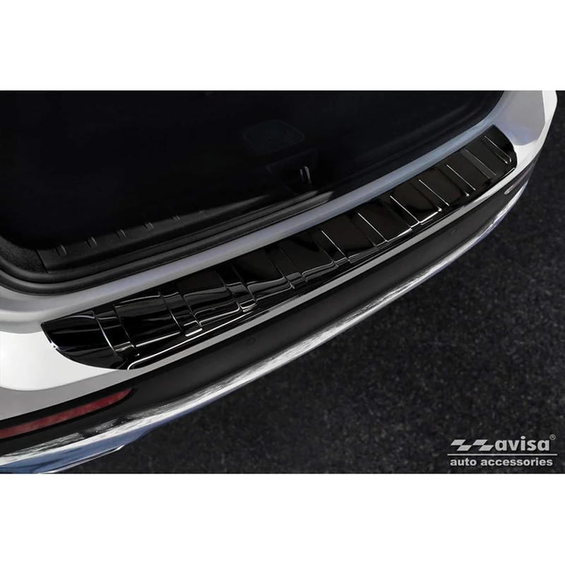 Avisa Black Mirror Stainless Steel Rear bumper protector compatible with Mercedes GLB (X247) incl. AMG 2019- 'Ribs'