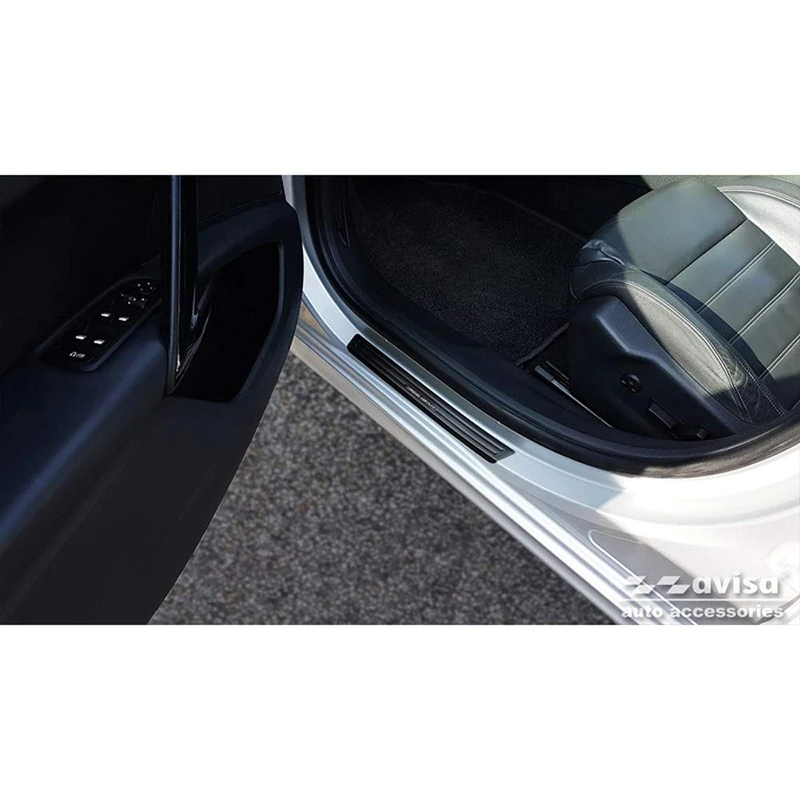Avisa Black Inox door sill protectors compatible with Peugeot 508 Sedan & SW 2011-2014 & FL 2014-2018 - 'Special Edition' - 4-pieces