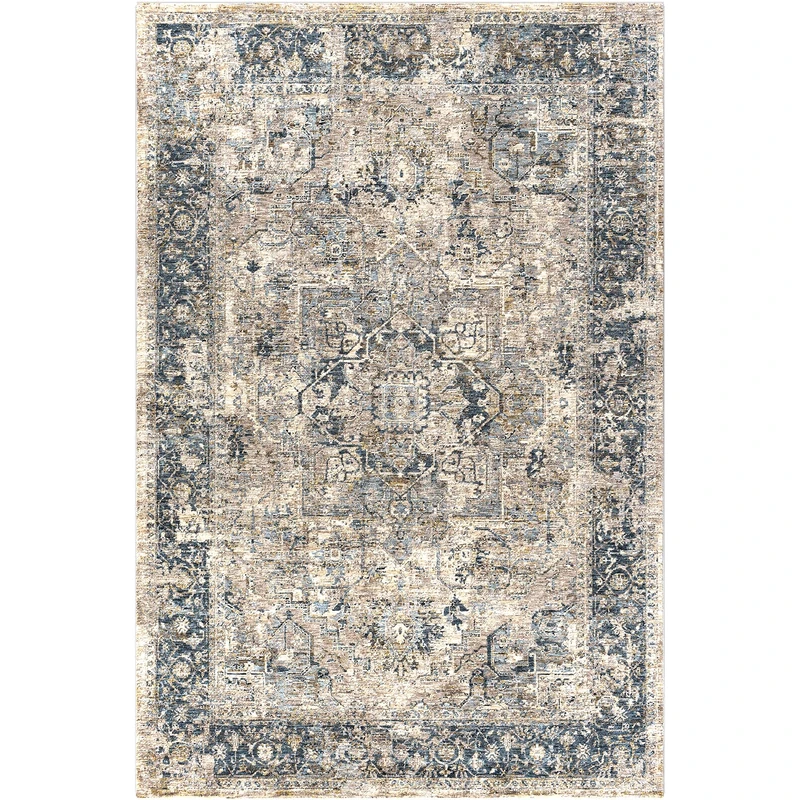Livabliss Anabel Traditional Vintage Rug 200x290 cm – Area Rug for Living Room, Dining & Bedroom – Medium Pile, Cotton Back, Easy Care Indoor Use, Teal, Grey, Beige - Image 1