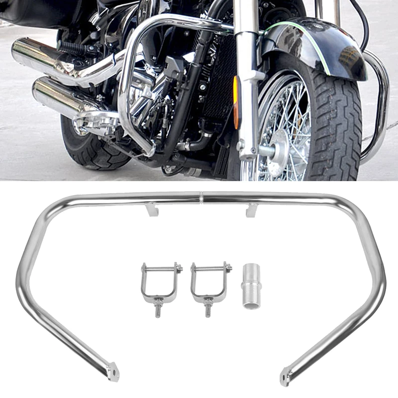 Worldmotop Highway Crash Bar Engine Guard compatible with KAWASAKI Vulcan VN900 Classic LT 2006-2013 & VN 900 Custom 2007-2013 (chrome)