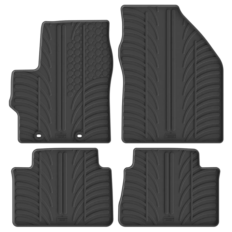 Gledring Rubber car mats set LHD compatible with Toyota Yaris IV (XP21) 2020- & Yaris Cross (MXP_) 2021- incl. Hybrid & Mazda 2 (KB) 2022- (T profile 4-pieces + mounting clips)
