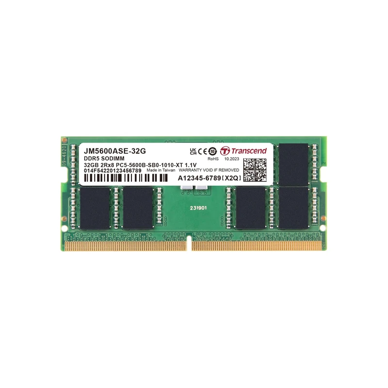 Transcend JetRam 32GB DDR5 RAM 5600MHz Unbuffered SO-DIMM 2Rx8 CL46 1.1V, JM5600ASE-32G