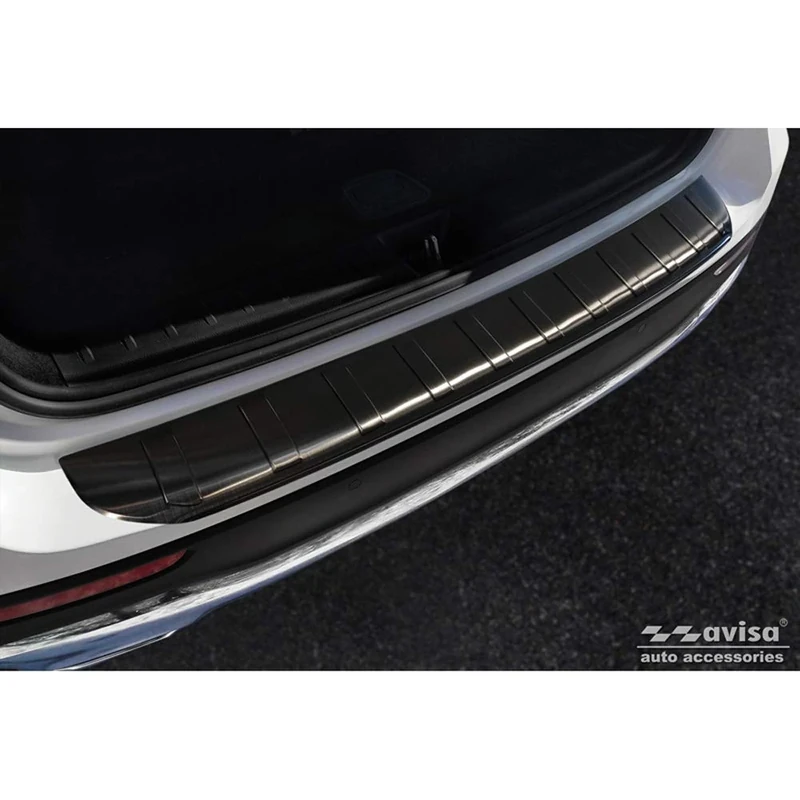 Avisa Black Stainless Steel Rear bumper protector compatible with Mercedes GLB (X247) incl. AMG 2019- 'Ribs'