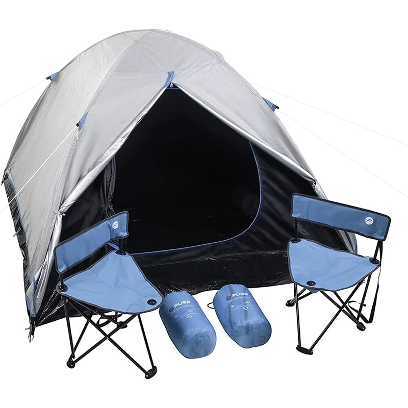 Pure4Fun - Camping Set for 2 – Dome Tent, Camping Chairs, Sleeping Bags - Image 1