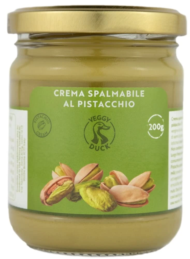 Veggy Duck - Sweet Pistachio Cream (200g) | With 45% Mediterranean Pistachios | Italian Artisan Food Gourmet | Suitable for Breakfasts & Desserts