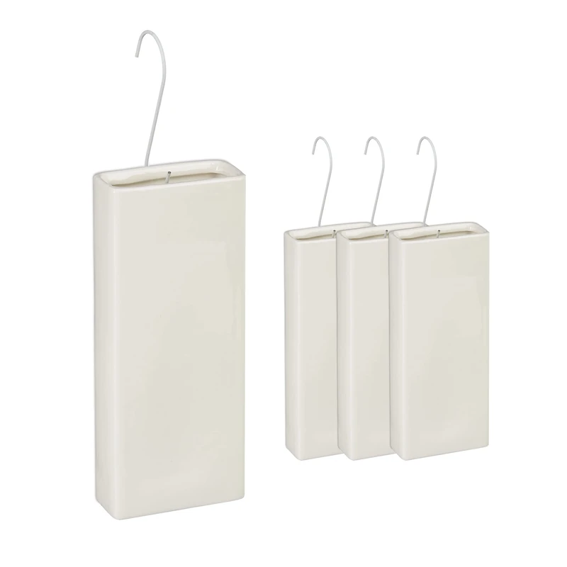 Relaxdays Hanging Humidifier, Set of 4, Water Evaporator for Radiators, Including Hook to Hang-up, Air, Ceramic, White