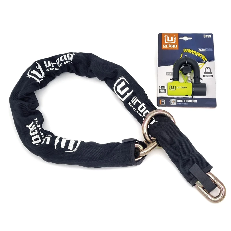 Urban UR59K120L 13.5mm Hardened Steel Loop Motorcycle Anti-Theft Security Lock with Solid Mini U Padlock 14mm 120cm