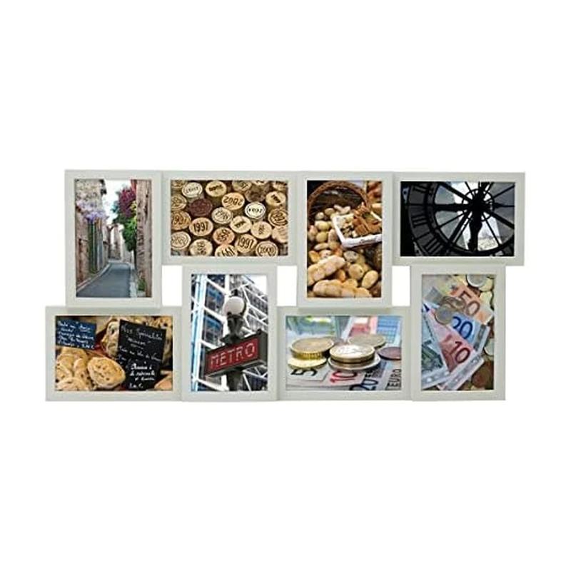 MELANNCO 24 x 12 Inch 8 Opening Gray Photo Collage Frame